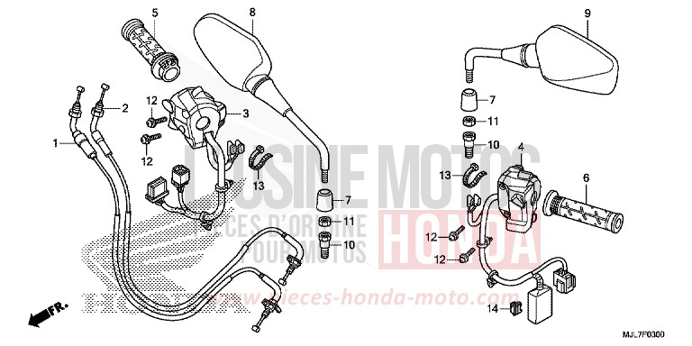 SCHALTER/KABEL/SPIEGEL von Integra 750 MAT PEARL GLARE WHITE (NHB54) von 2014